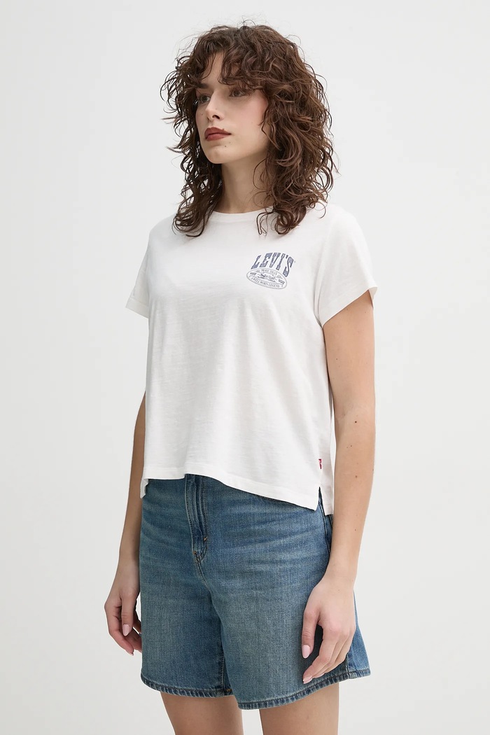 Памучна тениска Levi's свободна бял A8804