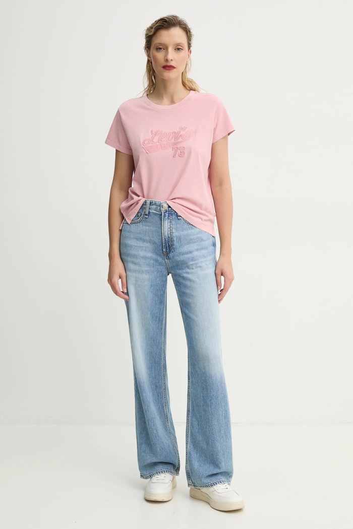 Bavlnené tričko Levi's A8804 ružová SS25