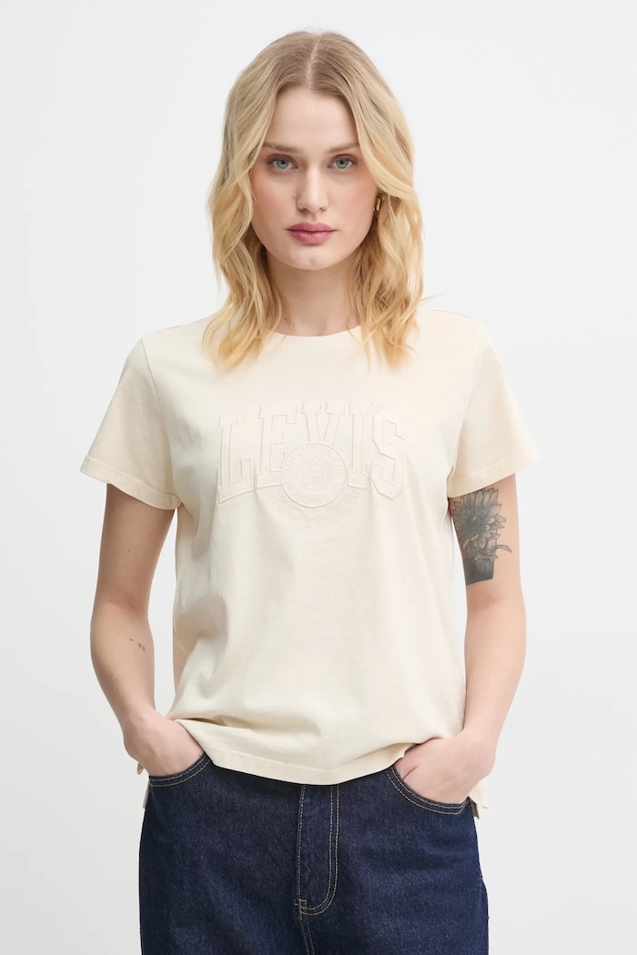 Bavlnené tričko Levi's béžová A8804