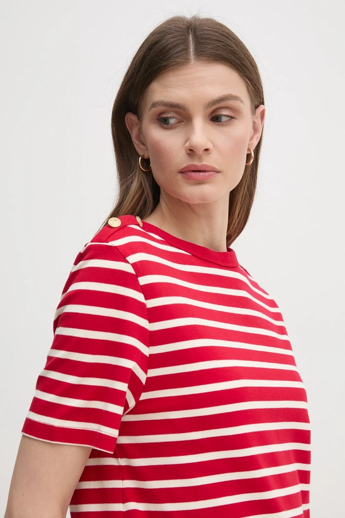 Bavlněné tričko Tommy Hilfiger červená WW0WW42907