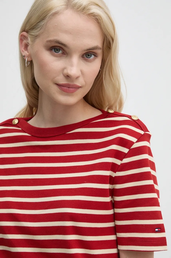 Tommy Hilfiger t-shirt bawełniany czerwony WW0WW42907