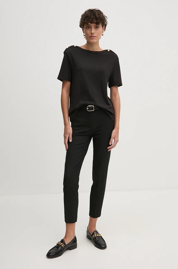 Βαμβακερό μπλουζάκι Tommy Hilfiger WW0WW42907 μαύρο SS25