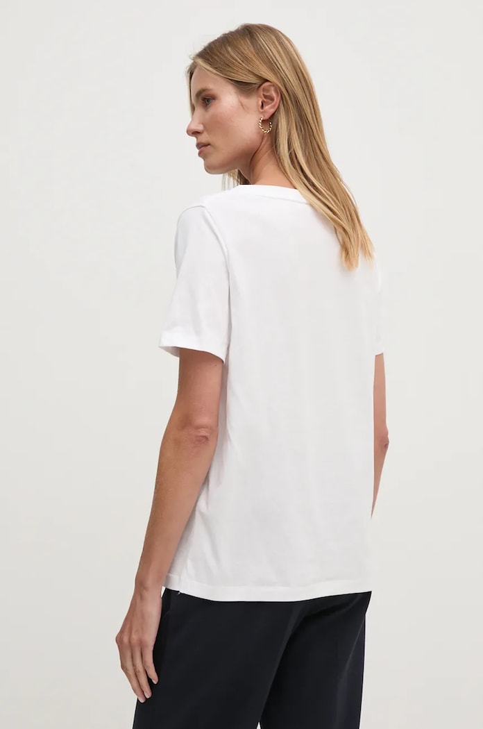 Памучна тениска Tommy Hilfiger WW0WW44177 бял SS25