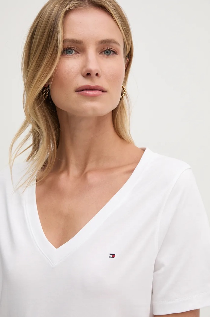 Дрехи Памучна тениска Tommy Hilfiger WW0WW44177 бял