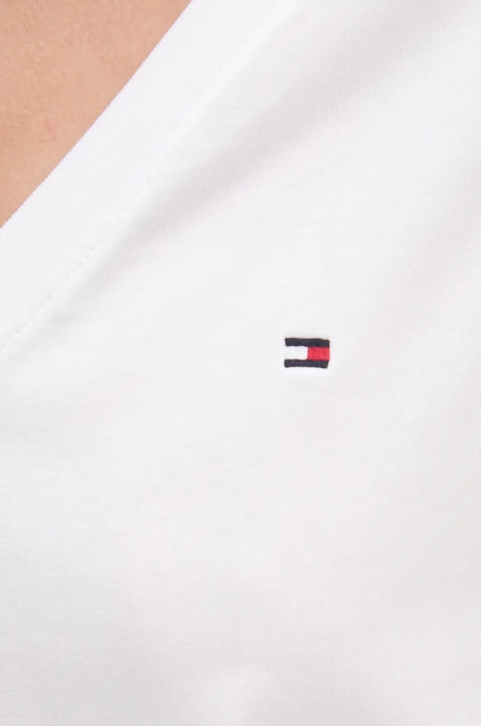 Памучна тениска Tommy Hilfiger бял WW0WW44177
