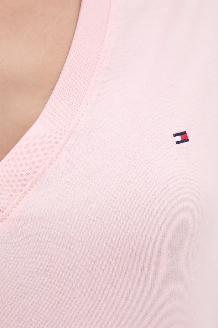 Tricou din bumbac Tommy Hilfiger roz WW0WW44177