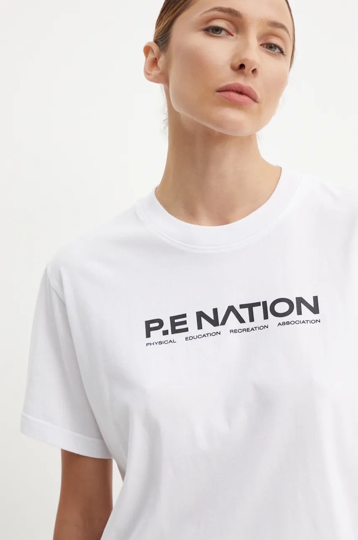Bavlněné tričko P.E Nation Aero SS Tee potisk bílá 243T329