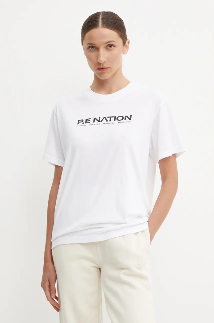 Bavlněné tričko P.E Nation Aero SS Tee 243T329 bílá AW24
