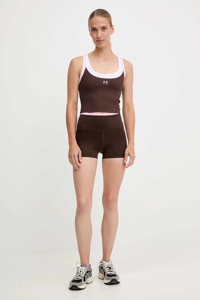P.E Nation top de antrenament pentru femei Forward 243W134 maro SS26