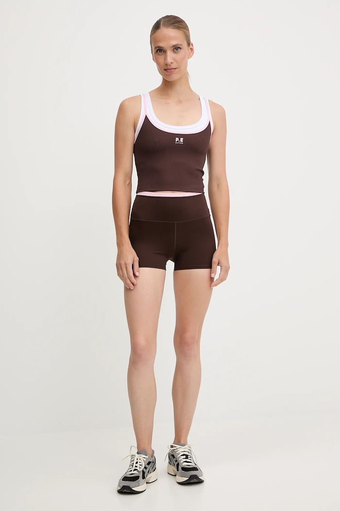 P.E Nation top de antrenament pentru femei Forward 243W134 maro SS26