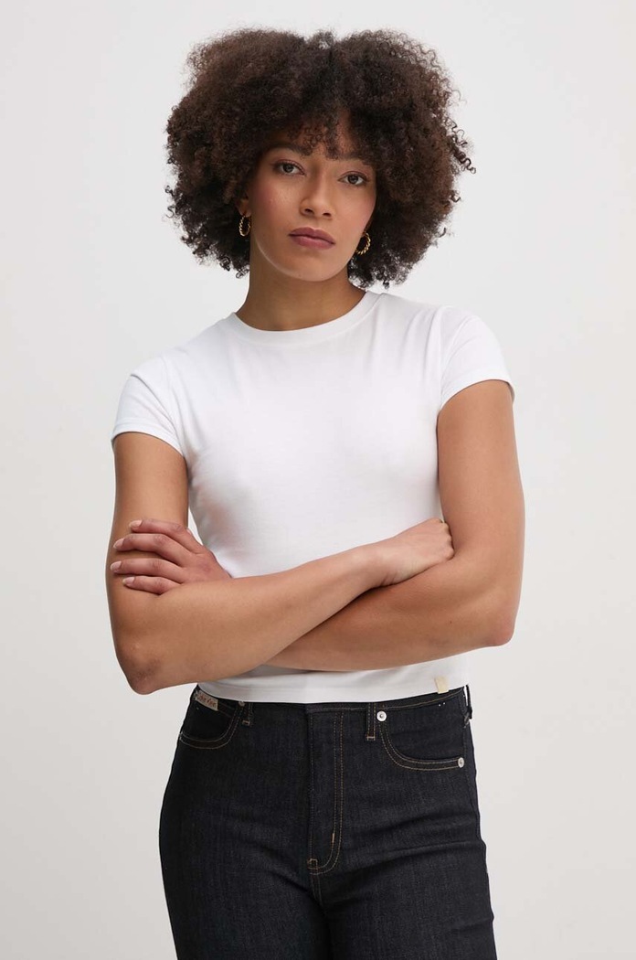 Bavlnené tričko Calvin Klein Jeans slim biela J20J224654
