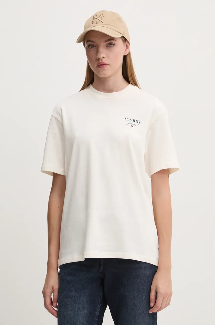 Îmbrăcăminte Tommy Jeans tricou din bumbac DW0DW18786 bej