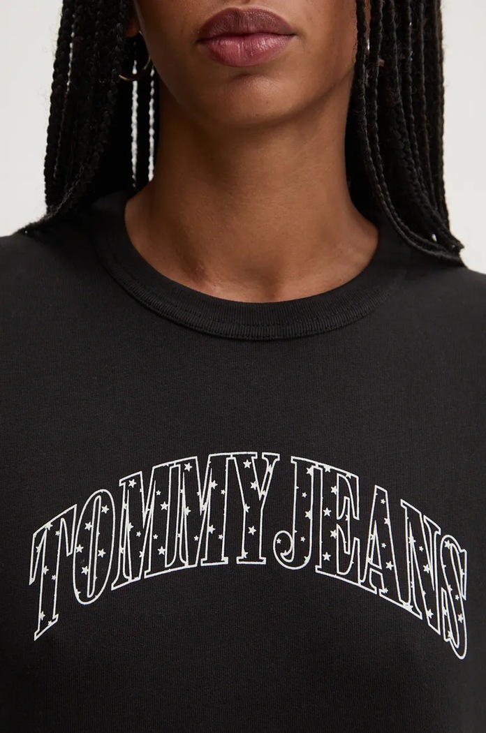Памучна тениска Tommy Jeans DW0DW19717 черен
