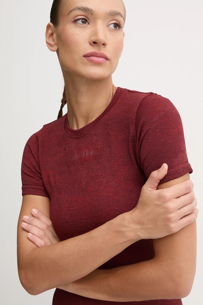 Тениска за трениране Calvin Klein Performance бордо 00GWF4K102