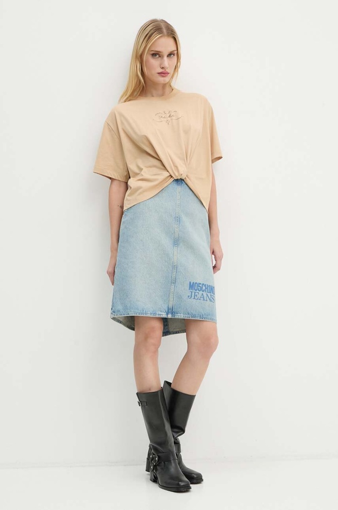 Moschino Jeans pamut póló 0701.8733 bézs AW24