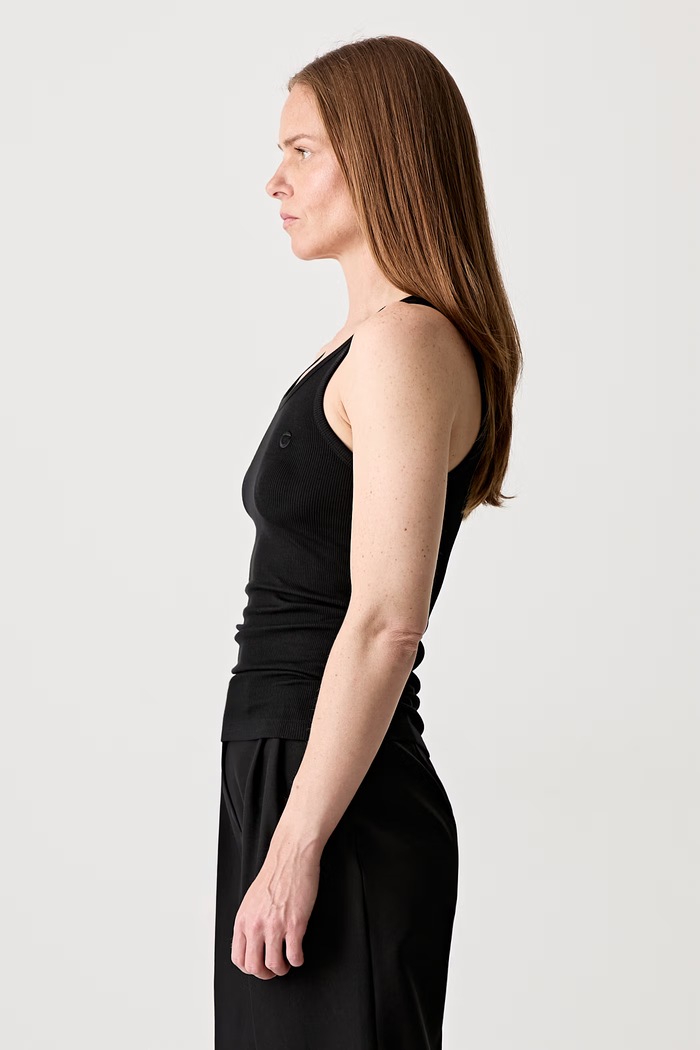 Coperni Rib Logo Tank Top with viscose Women's COPJS12F5006 black AW24