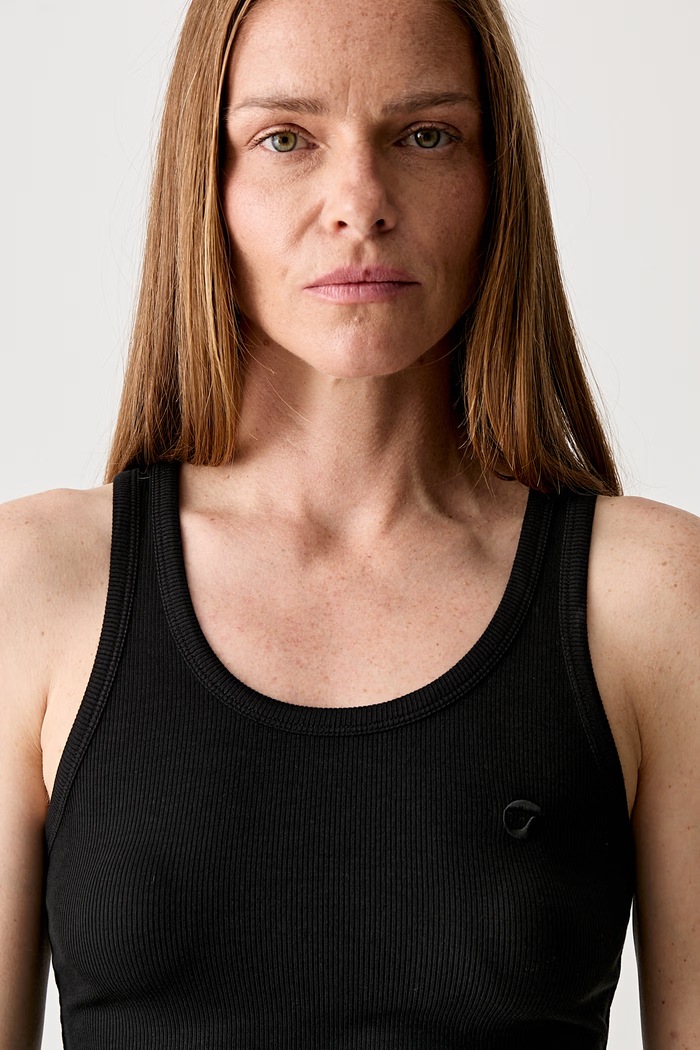 Coperni Rib Logo Tank Top con viscosa da donna nero COPJS12F5006