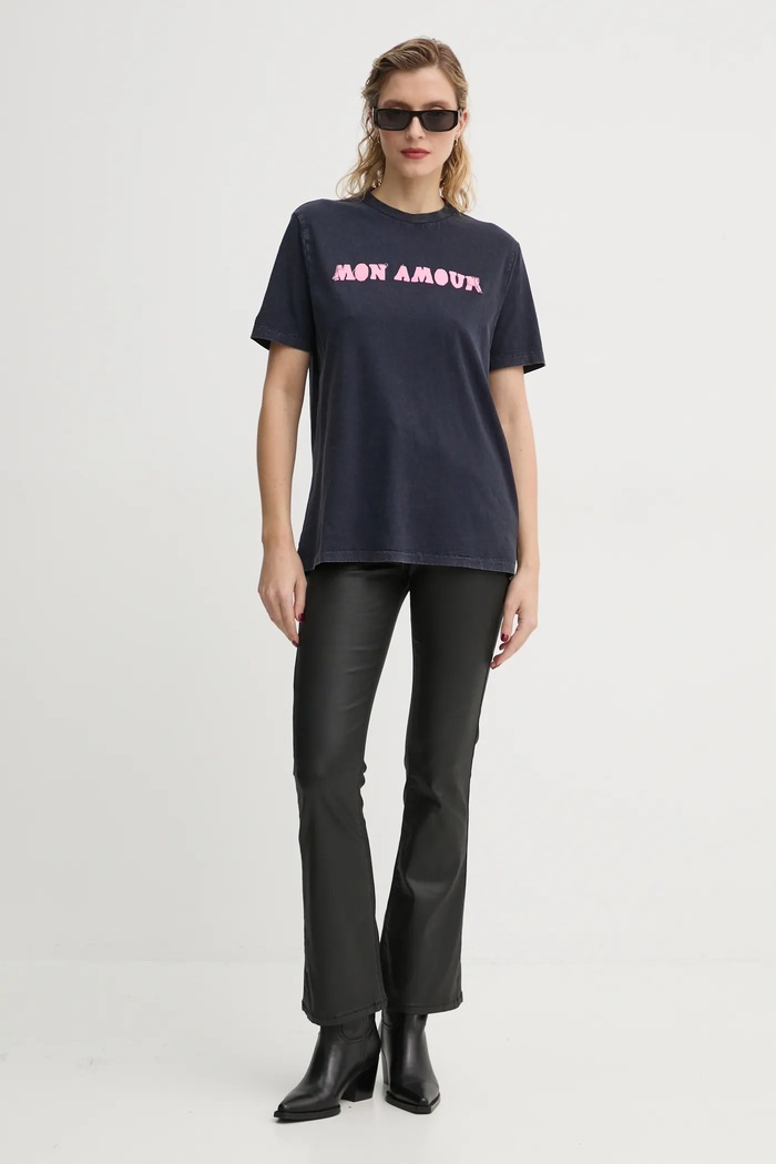 Βαμβακερό μπλουζάκι ZADIG&VOLTAIRE JWTS01668 σκούρο μπλε AW24
