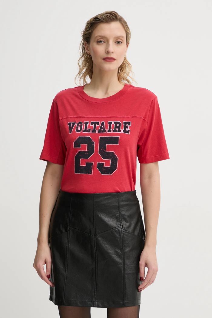 Bavlněné tričko ZADIG&VOLTAIRE regular červená JWTS01664