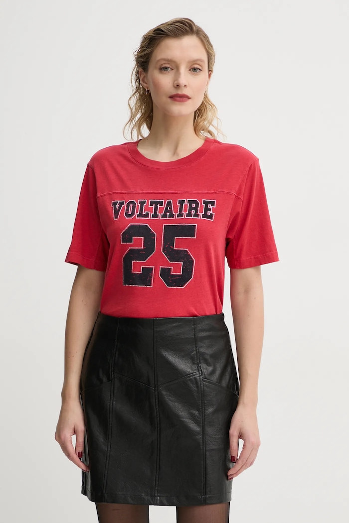 Bavlněné tričko ZADIG&VOLTAIRE regular červená JWTS01664