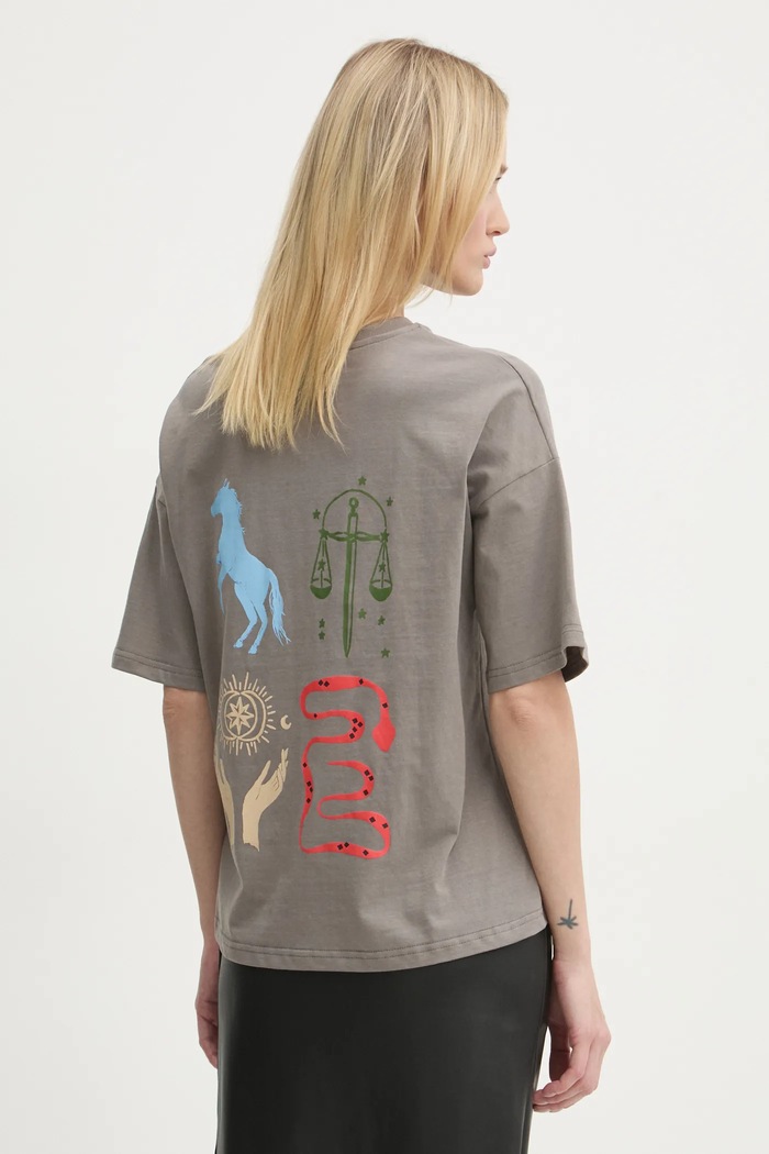 Îmbrăcăminte Never Fully Dressed Tricou din bumbac Washed Grey Mystcial Tee NFDTO1545 gri