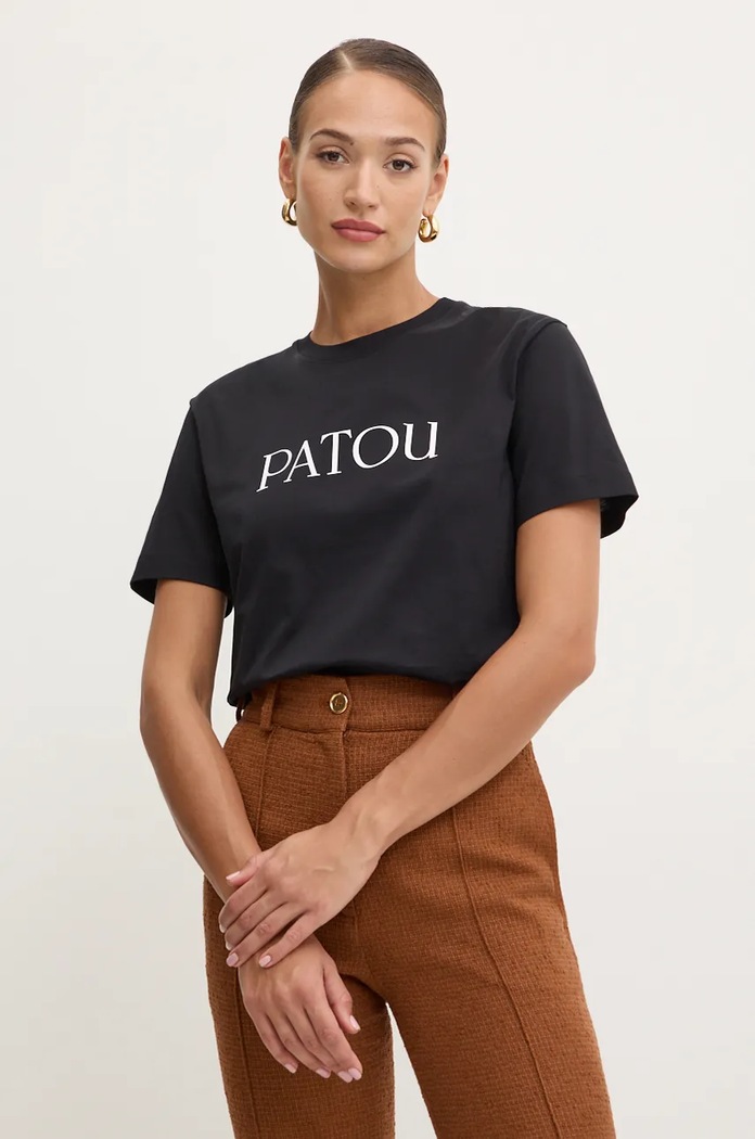Βαμβακερό μπλουζάκι Patou στάμπα μαύρο JE0299999
