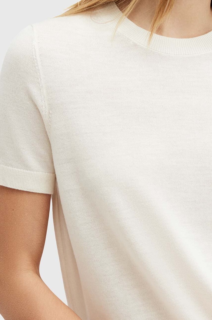 Îmbrăcăminte AllSaints tricou de lana BERN W108KB alb