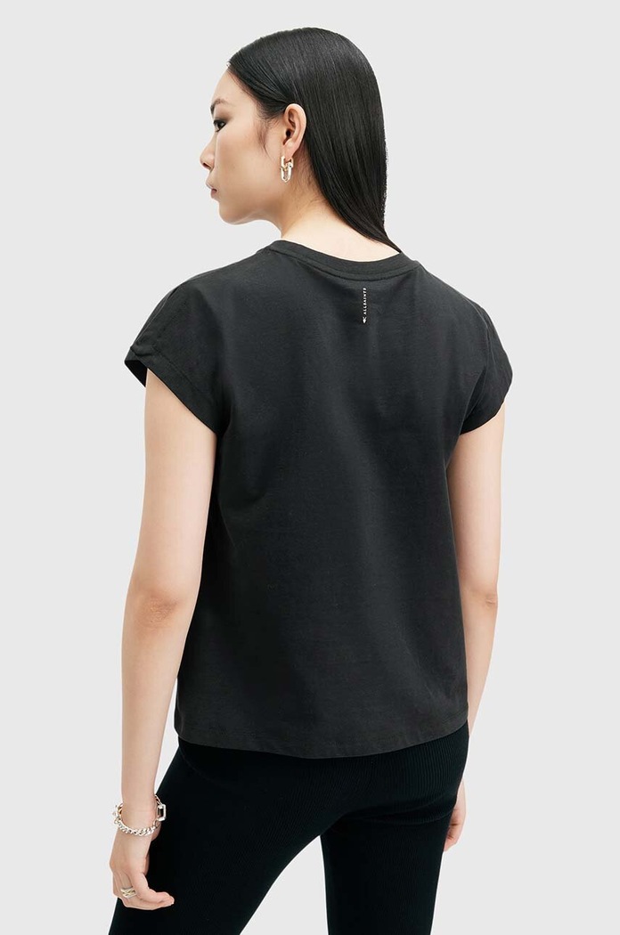 Памучна тениска AllSaints RUE TEE W185JB черен
