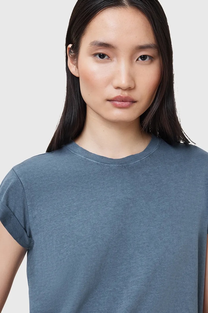 Bavlnené tričko AllSaints ANNA W191JB modrá AW25