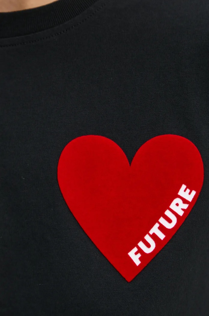 Βαμβακερό μπλουζάκι FROM FUTURE WTS00829 μαύρο