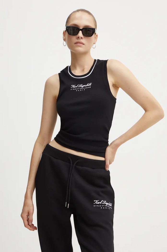 Top Karl Lagerfeld nášivka černá 246W2110