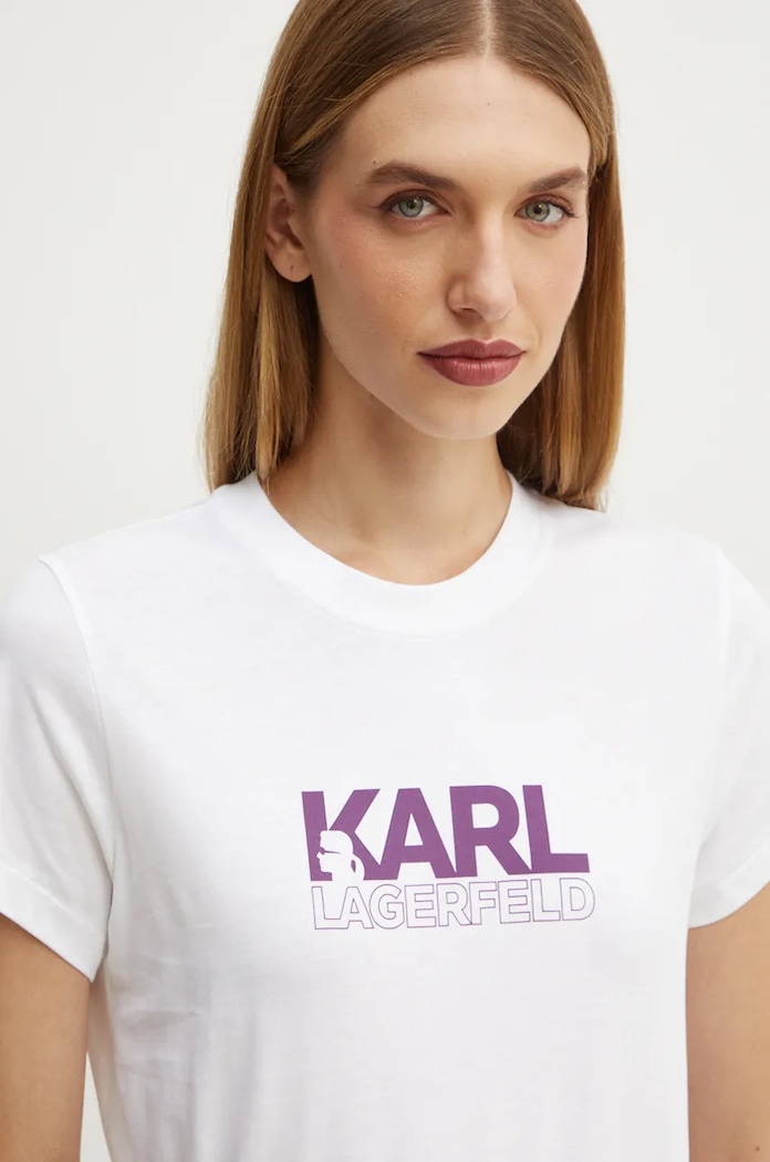 Karl Lagerfeld tricou din bumbac alb 24WW1703