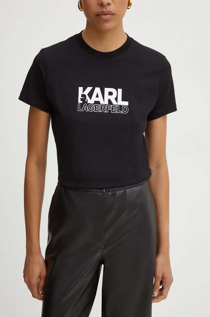 Karl Lagerfeld tricou din bumbac negru 24WW1703