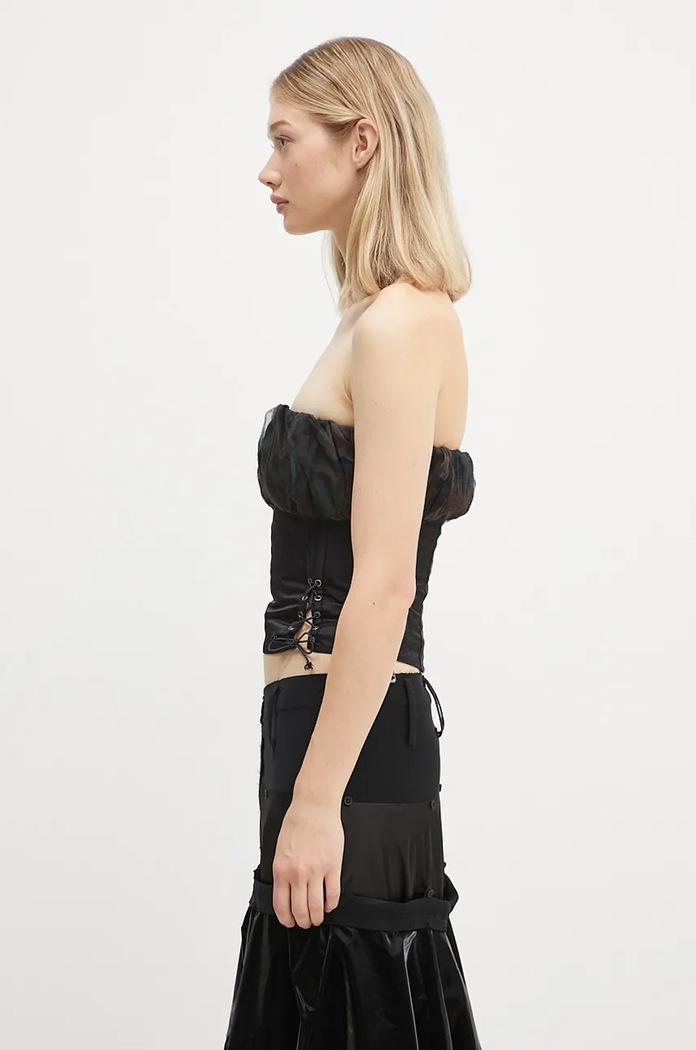 Andersson Bell top Isla Shirred Crop Bustier atb1190w black AW24