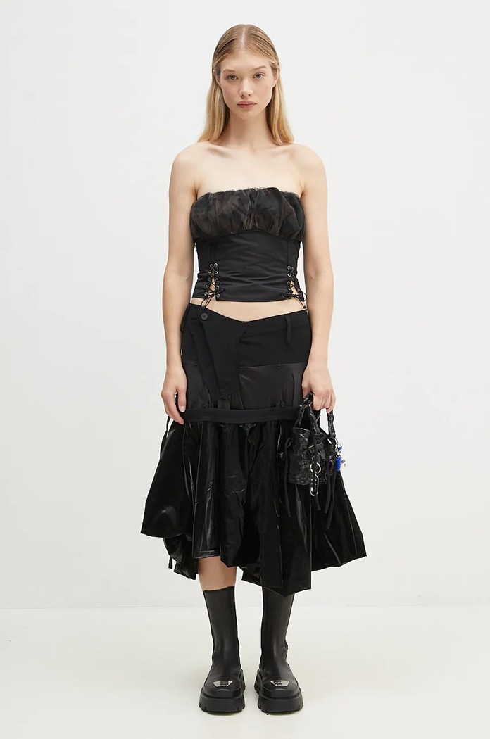 Andersson Bell top Isla Shirred Crop Bustier atb1190w black