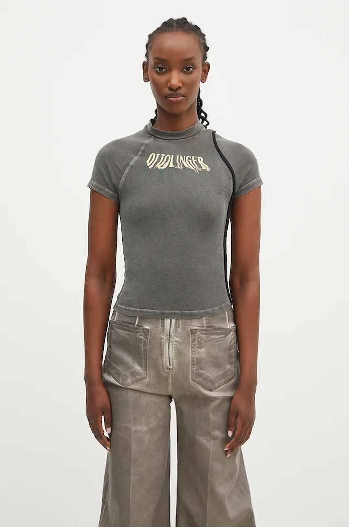 Tričko Ottolinger Deconstructed Fitted T-Shirt s elastanem šedá 2215013511