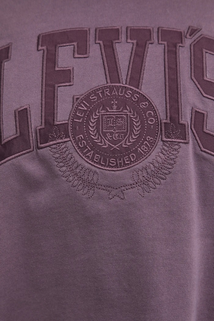 Bavlněné tričko s dlouhým rukávem Levi's A9418 fialová