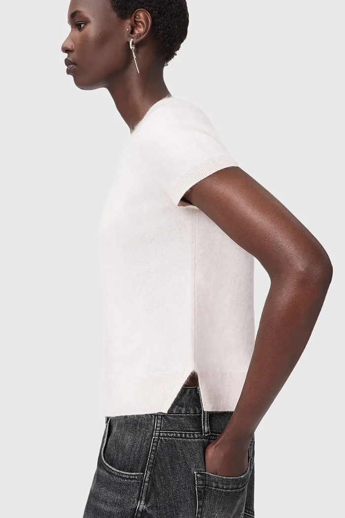 Oblečenie Kašmírové tričko AllSaints REBEL TEE W118KB ružová