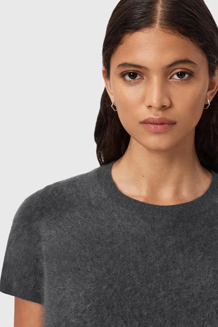 Кашмирена тениска AllSaints REBEL TEE W118KB сив AW25