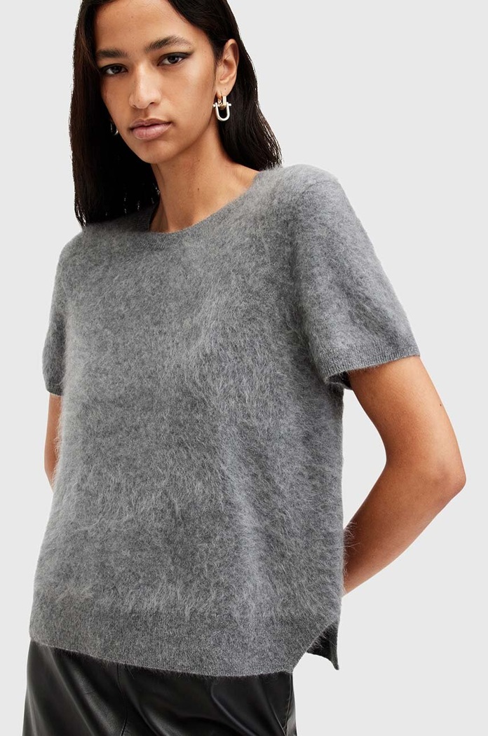 AllSaints maglietta di cashmere REBEL TEE W118KB grigio AW25