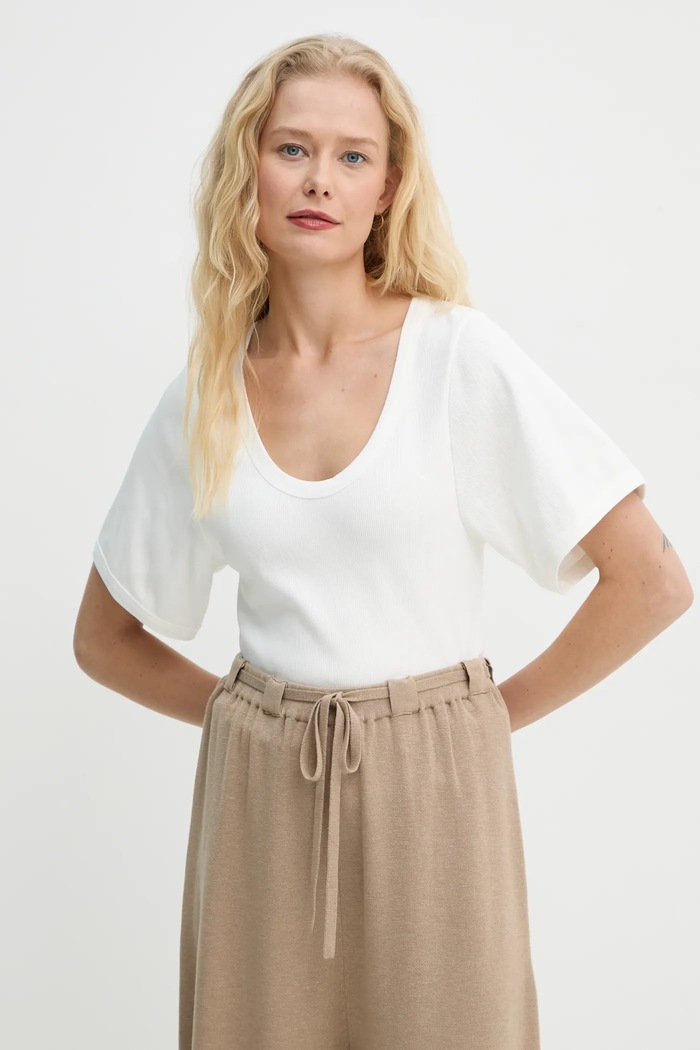 By Malene Birger t-shirt LUNAI beżowy Q71679026Z