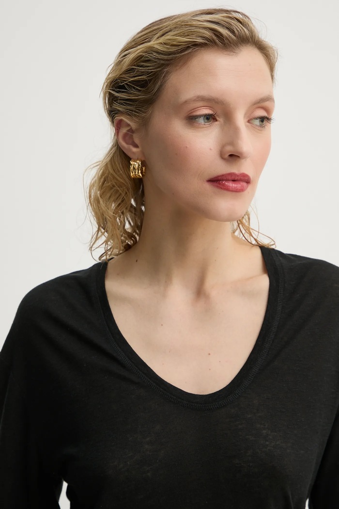 Тениска с лен By Malene Birger AMARINGA Q71621007Z черен SS25