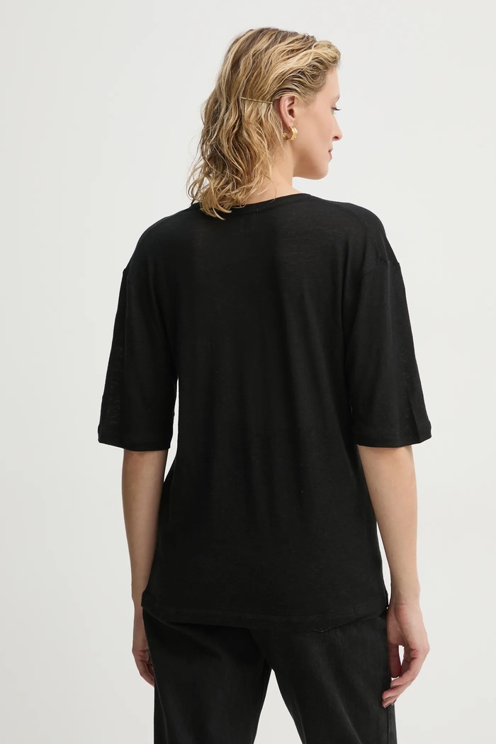 Дрехи Тениска с лен By Malene Birger AMARINGA Q71621007Z черен