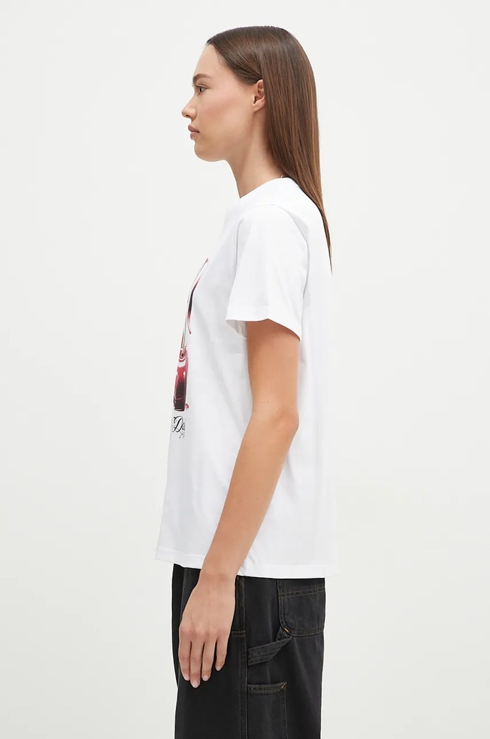 GANNI t-shirt bawełniany Basic Jersey Cherry T4004 biały SS25