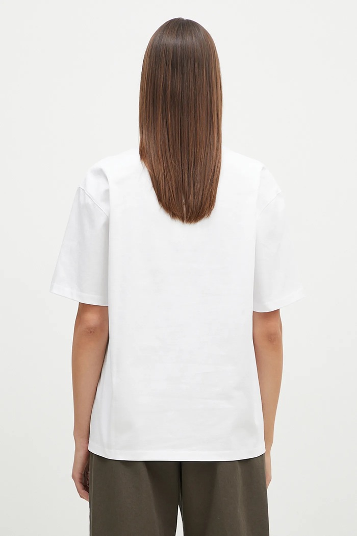 Oblečení Bavlněné tričko GANNI Heavy Cotton Drop Shoulder Heart T4033 bílá