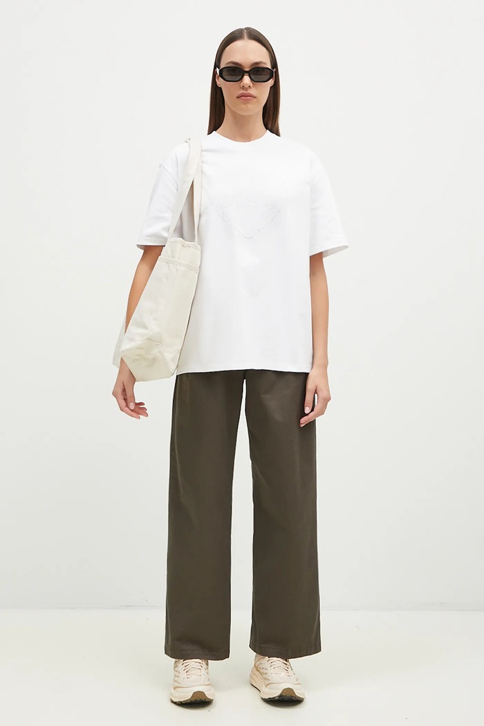 Bavlněné tričko GANNI Heavy Cotton Drop Shoulder Heart T4033 bílá