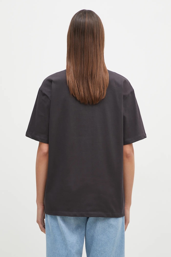 Oblečenie Bavlnené tričko GANNI Heavy Cotton Drop Shoulder Heart T4057 čierna