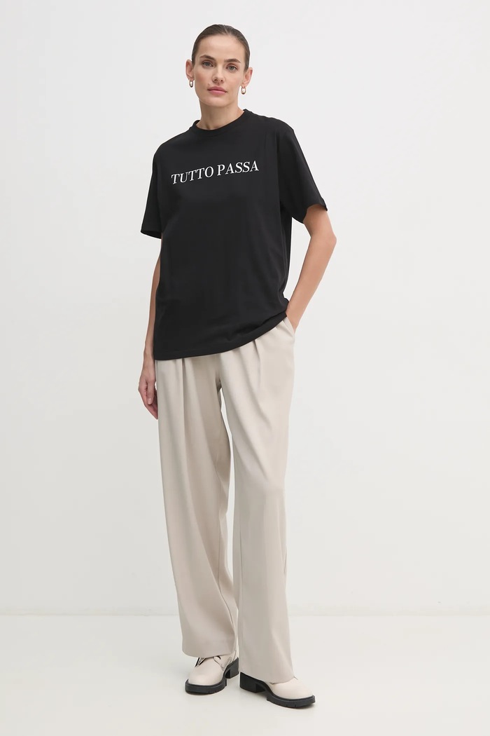 Drivemebikini t-shirt bawełniany Tutto Passa 2025.DRV.005.BL czarny AW24