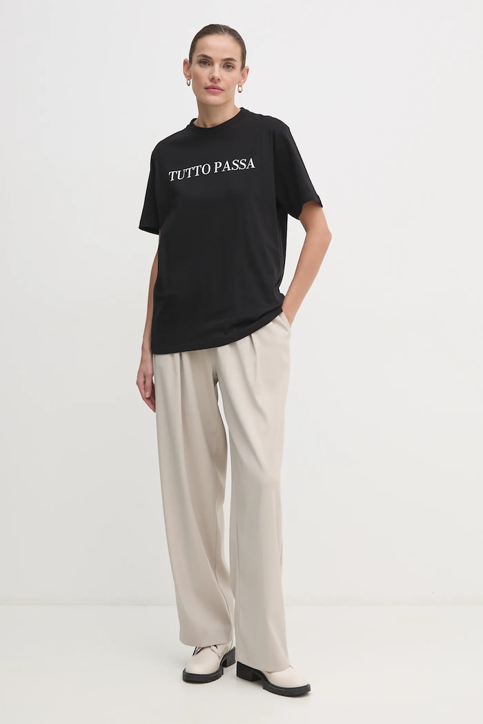 Drivemebikini t-shirt bawełniany Tutto Passa 2025.DRV.005.BL czarny AW24