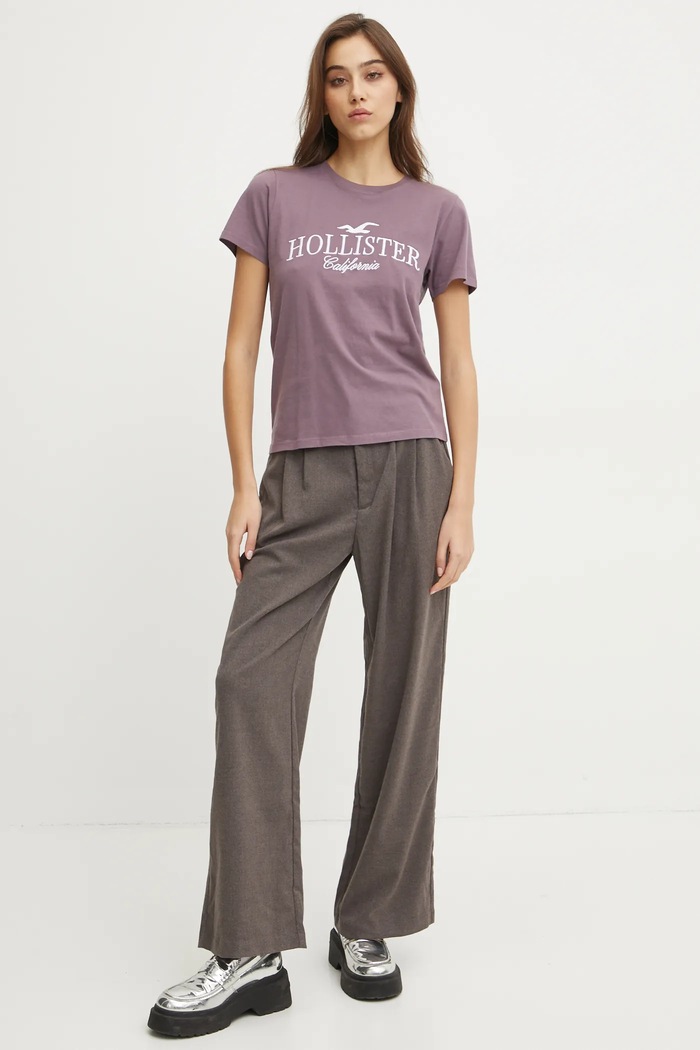 Hollister Co. t-shirt bawełniany KI357.4014.631 fioletowy AW24
